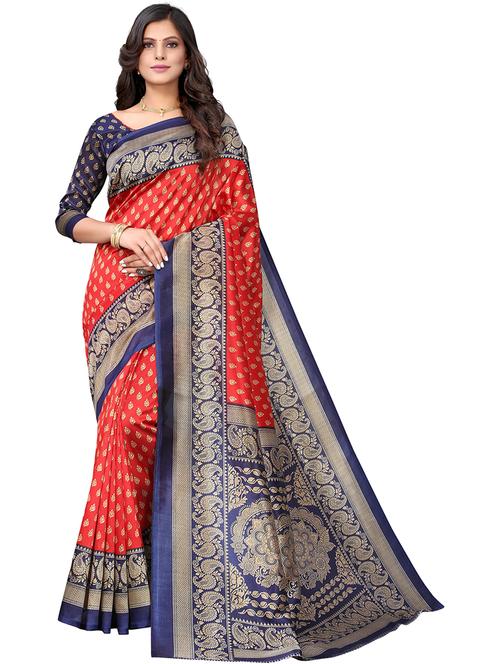 art silk printed saree with blouse - 19568147 - Very Small Image - 1
