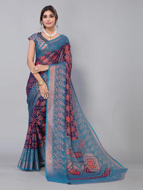 chiffon printed saree with blouse - 19568302 - Very Small Image - 1