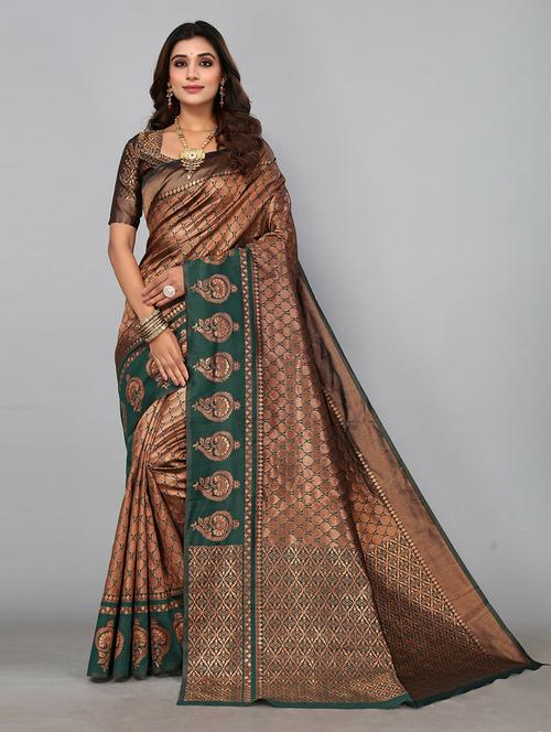 jaquard banarasi saree - 19568306 - Very Small Image - 1