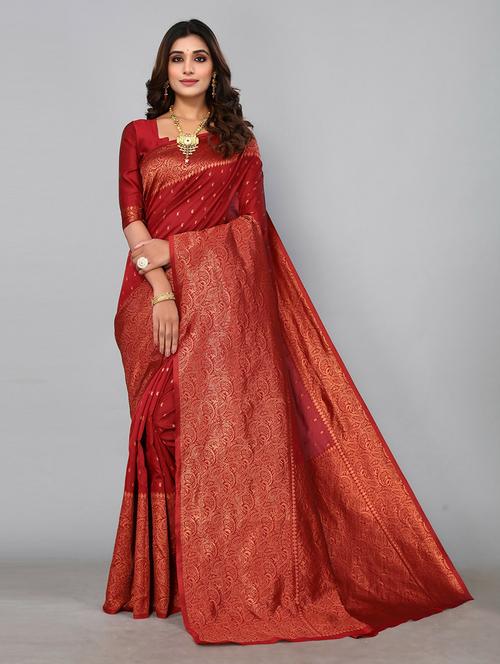 floral banarasi saree with blouse - 19568308 - Very Small Image - 1