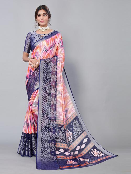 chiffon printed saree with blouse - 19568309 - Very Small Image - 1