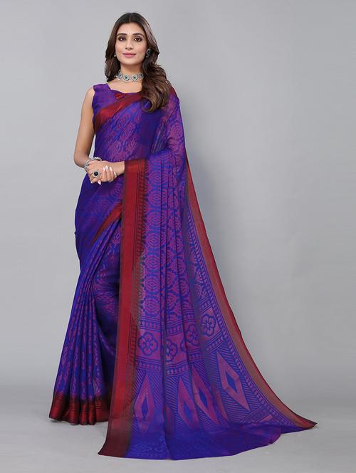 self design printed saree with blouse - 19568326 - Very Small Image - 1