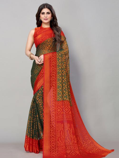 dark green woven saree with blouse - 19568368 - Very Small Image - 1