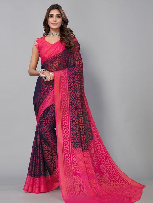 blue self design saree with blouse - 19568373 - Very Small Image - 1