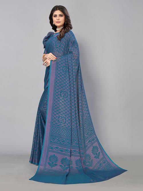 blue woven self design saree with blouse - 19568431 - Very Small Image - 1