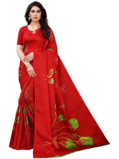 red cotton woven saree with blouse - 19568545 - Very Small Image - 1
