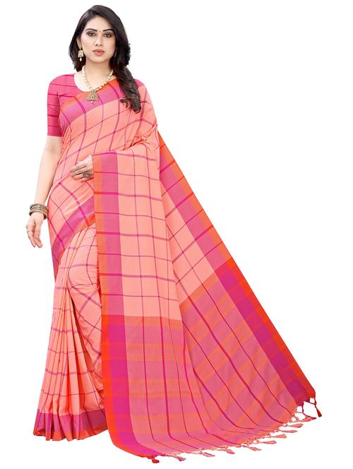 checkered cotton silk saree - 19568574 - Very Small Image - 1