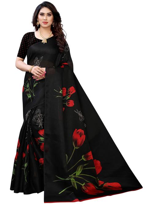 floral printed saree with blouse - 19568600 - Very Small Image - 1