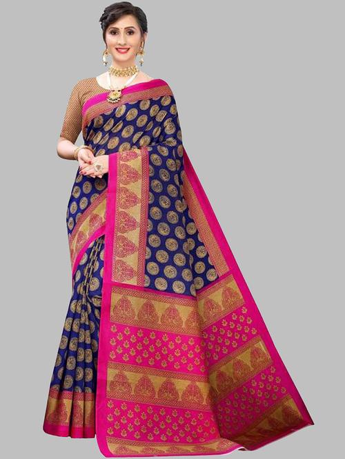 blue art silk banarasi saree with blouse - 19568661 - Very Small Image - 1