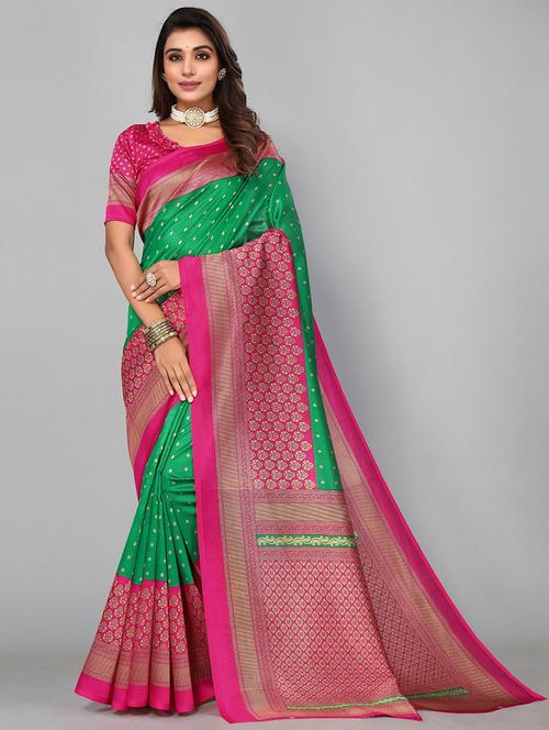 green art silk mysore saree with blouse - 19568748 - Very Small Image - 1
