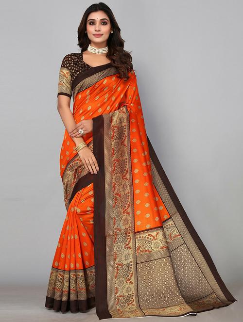 orange art silk mysore saree with blouse - 19568837 - Very Small Image - 1
