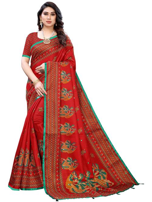 red art silk woven printed saree - 19569029 - Very Small Image - 1
