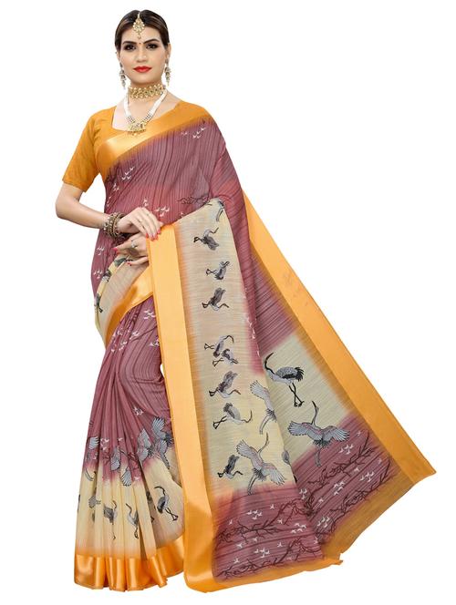 purple cotton blend woven printed saree - 19569147 - Very Small Image - 1