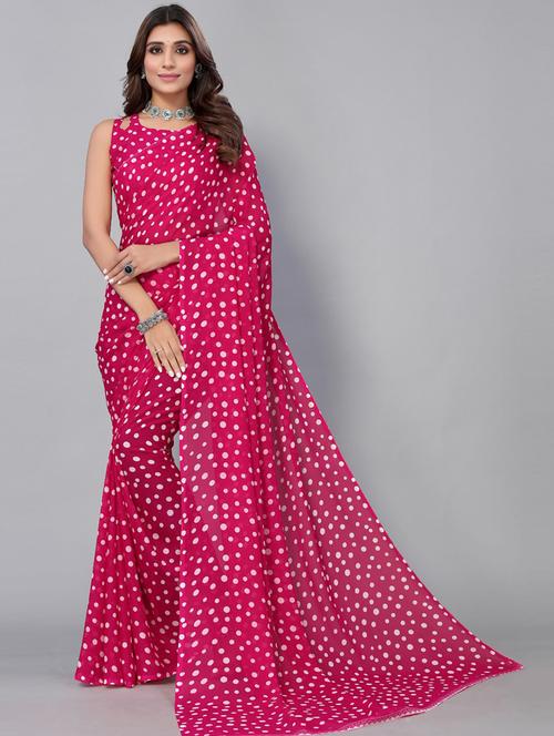 pink georgette woven polka dot saree - 19569163 - Very Small Image - 1