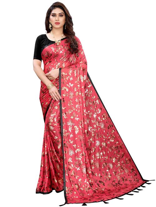 pink crepe printed saree with blouse - 19569189 - Very Small Image - 1