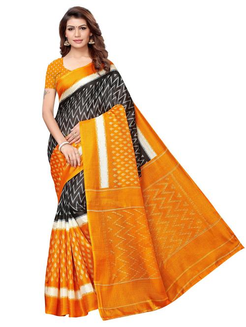 mustard art silk woven saree with blouse - 19569215 - Very Small Image - 1