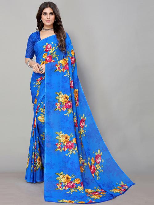 floral printed saree - 19569226 - Very Small Image - 1