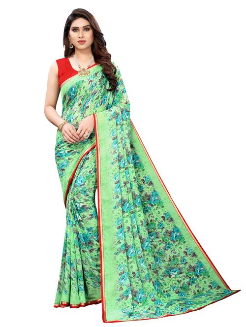 floral printed saree with blouse - 19569228 - Very Small Image - 1