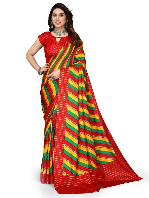 leheriya printed saree with blouse - 19569254 - Very Small Image - 1