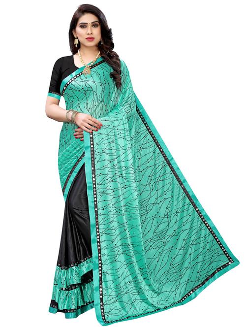 mirror work border printed saree with blouse - 19569265 - Very Small Image - 1