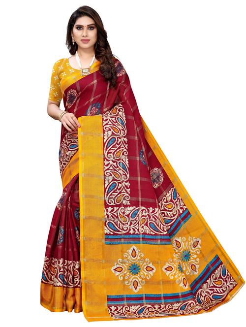 self design printed saree with blouse - 19569273 - Very Small Image - 1