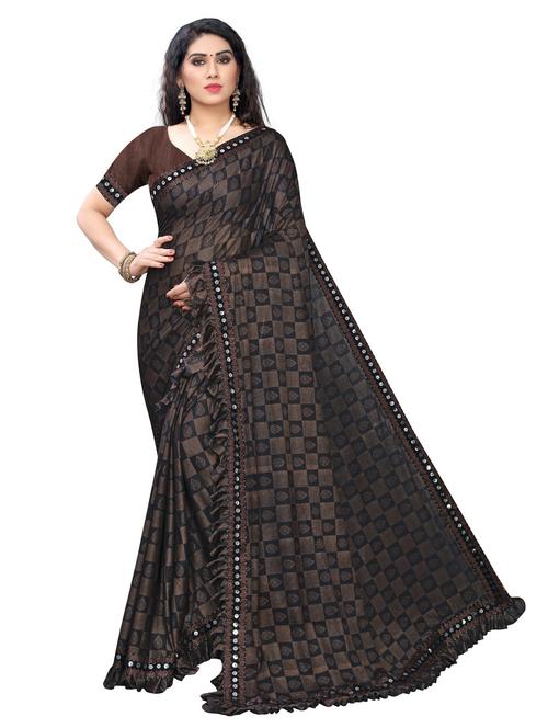 check printed self design saree with blouse - 19569295 - Very Small Image - 1