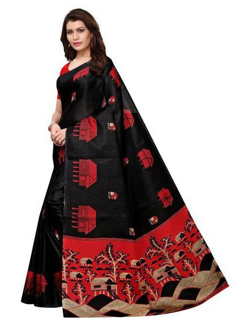 self design printed saree with blouse - 19569324 - Very Small Image - 1