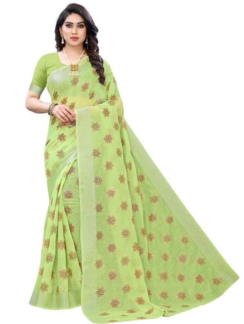 self design printed saree with blouse - 19569330 - Very Small Image - 1