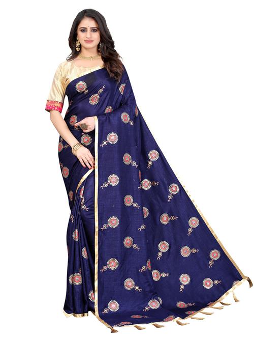 self design printed saree with blouse - 19569347 - Very Small Image - 1