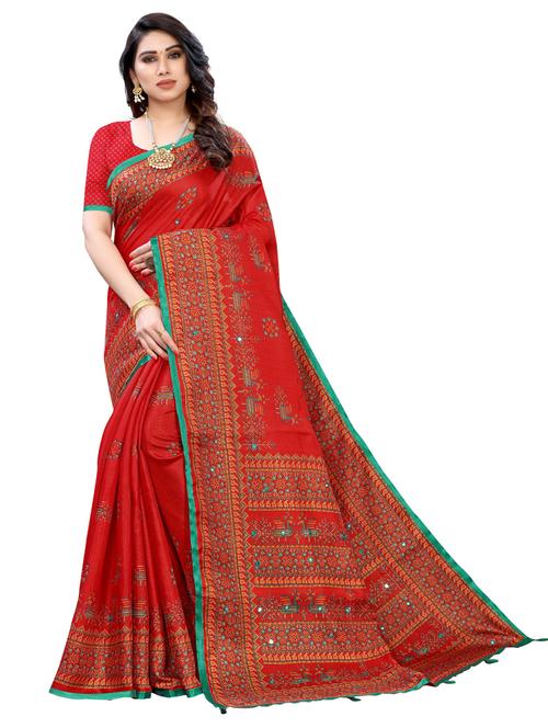 self design printed saree with blouse - 19569352 - Very Small Image - 1