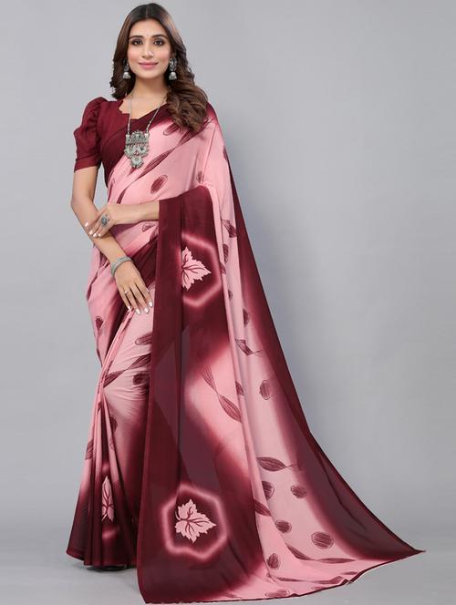 self design printed saree with blouse - 19569362 - Very Small Image - 1
