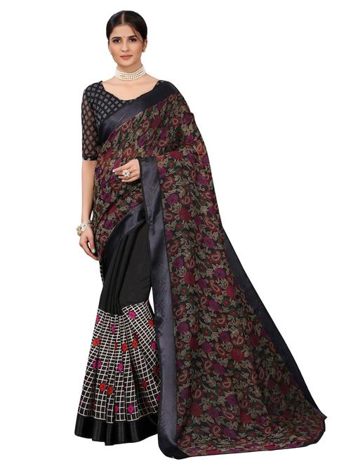 floral printed saree with blouse - 19569370 - Very Small Image - 1