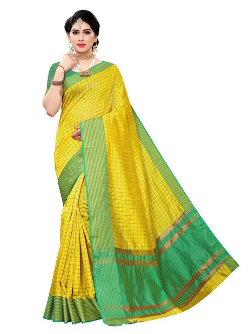 cotton silk yellow saree with blouse - 19569383 - Very Small Image - 1