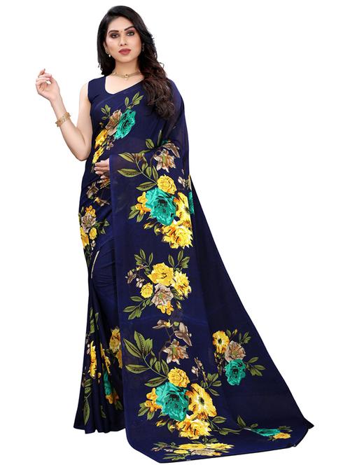 georgette woven blue saree - 19569396 - Very Small Image - 1