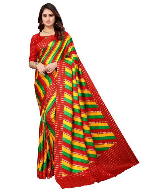 art silk printed saree with blouse - 19569428 - Very Small Image - 1