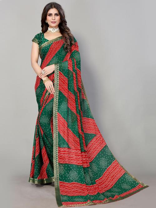georgette bandhani saree with blouse - 19569439 - Very Small Image - 1