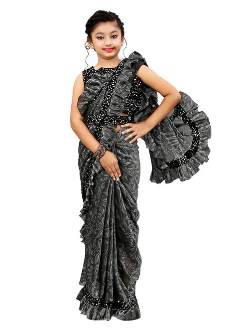 self design printed saree with blouse - 19569467 - Very Small Image - 1