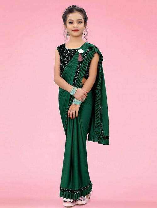 kids sequin work draped saree with blouse - 19569519 - Very Small Image - 1