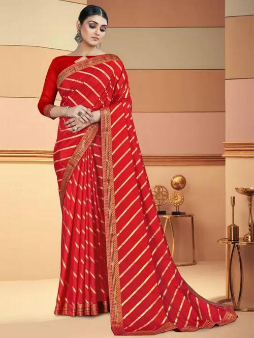 bordered leheriya saree with blouse - 19569522 - Very Small Image - 1