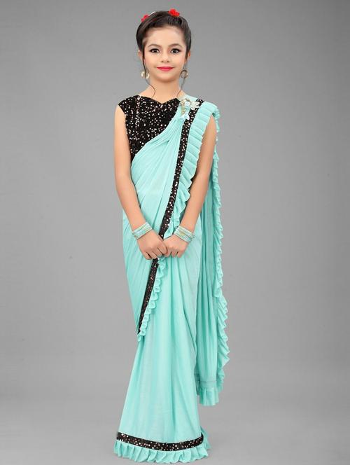 kids sequin work draped saree - 19569540 - Very Small Image - 1