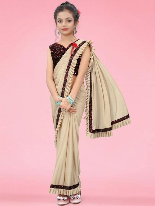 kids sequin work draped saree with blouse - 19569553 - Very Small Image - 1