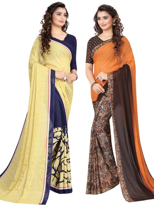 pack of 2 printed combo saree - 19570066 - Very Small Image - 1