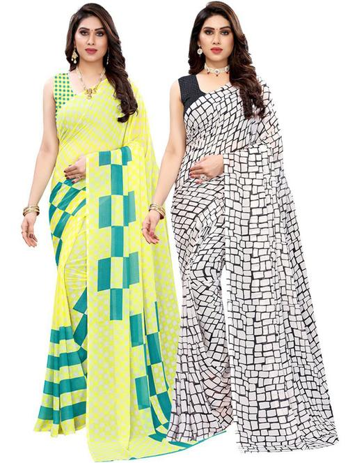 pack of 2 printed combo saree - 19570148 - Very Small Image - 1