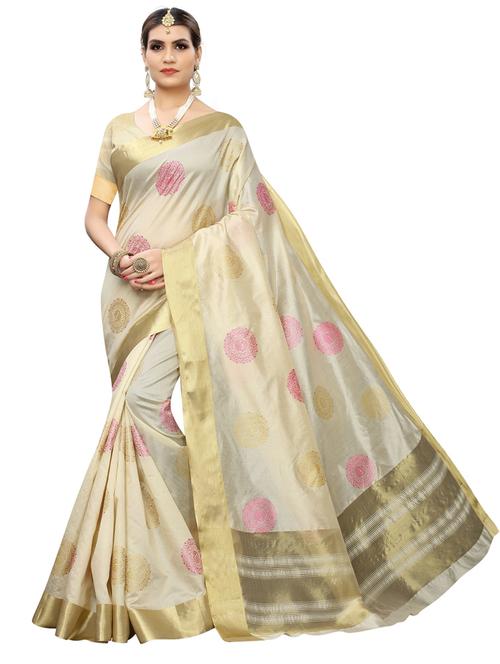 printed woven saree with blouse - 19570346 - Very Small Image - 1