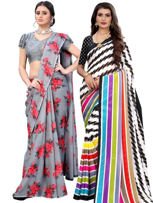 pack of 2 printed combo saree - 19570494 - Very Small Image - 1