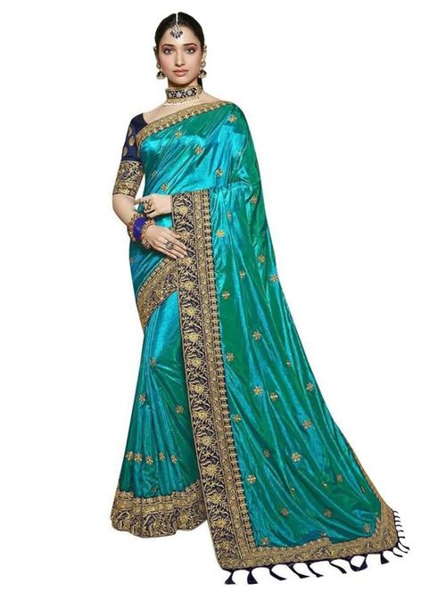 zari work embroidered saree with blouse - 19570816 - Very Small Image - 1