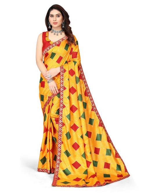 color block printed saree with blouse - 19570895 - Very Small Image - 1