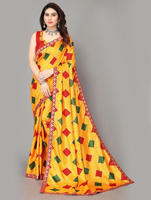 color block printed saree - 19570920 - Very Small Image - 1