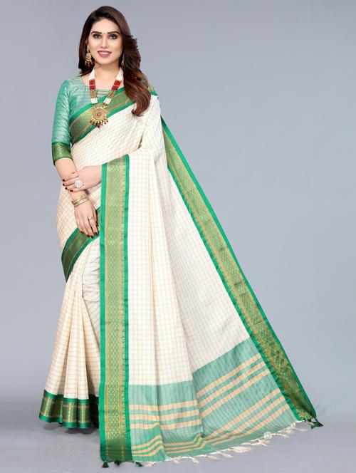 self design chettinadu saree with blouse - 19571182 - Very Small Image - 1