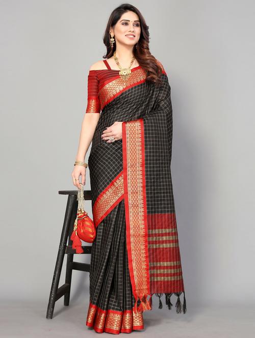 self design chettinadu saree with blouse - 19571186 - Very Small Image - 1
